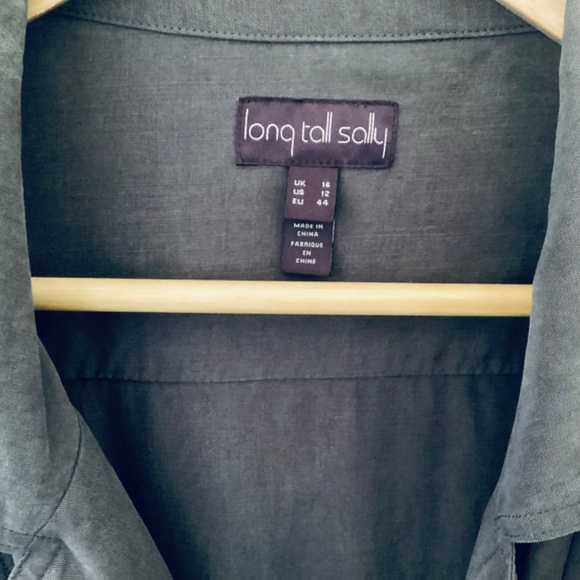 Long Tall Sally Jacket Size 12 Lyocell Gray Double Breasted Zipper Moto Biker - Picture 5 of 13